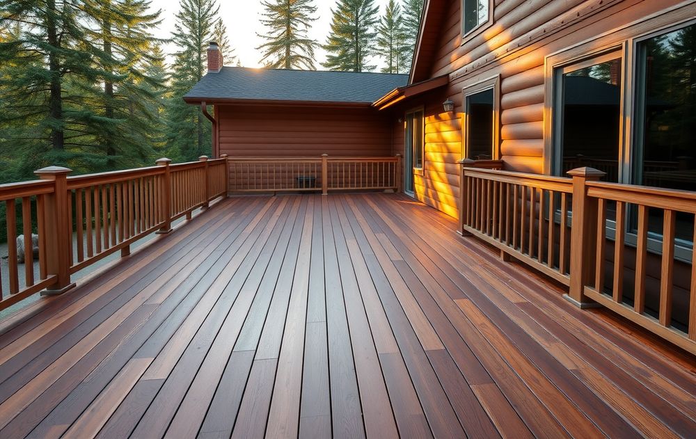 A deck re-stained for summer